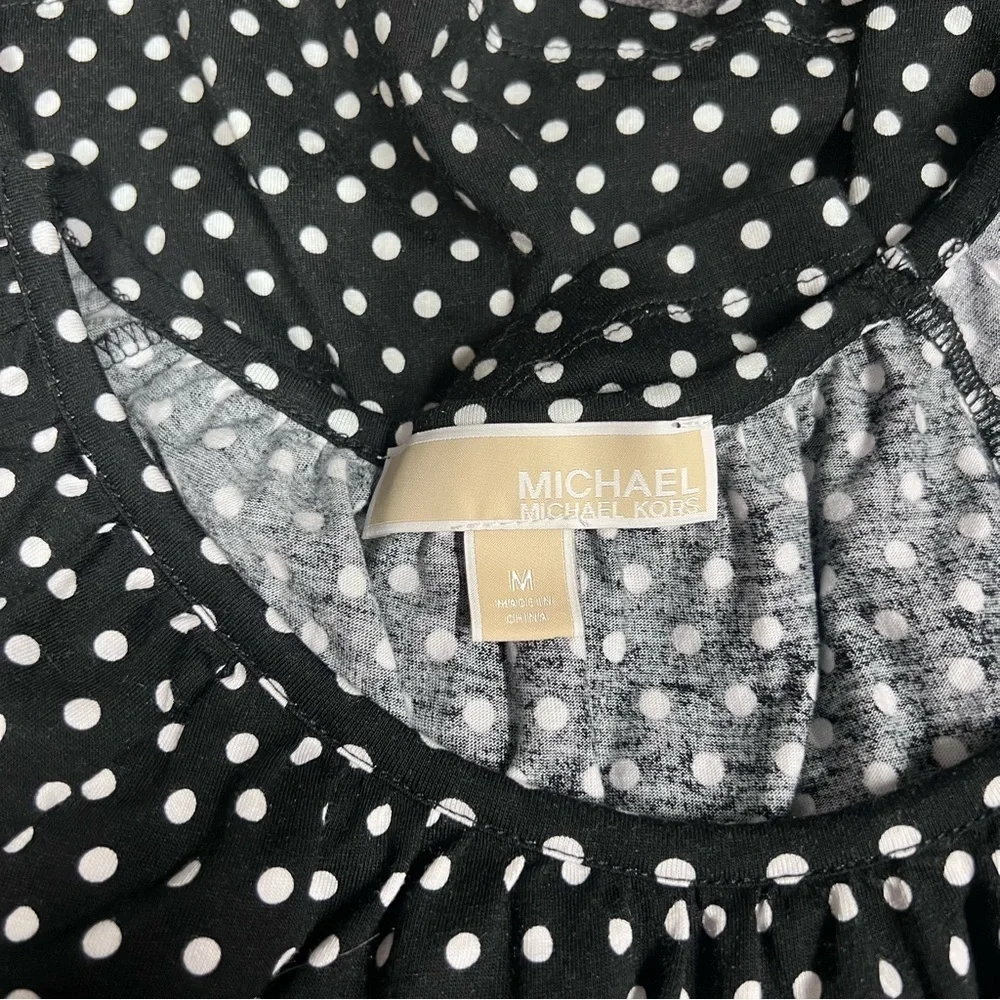 Michael Kors Women's Ruffle 1/4 Sleeve Polka Dot Blouse Black Size M - Picture 9 of 9